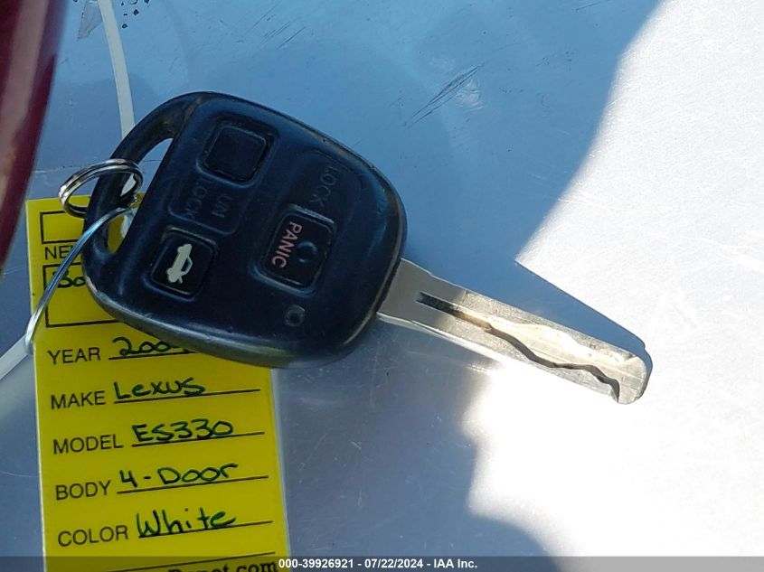 2004 Lexus Es 330 VIN: JTHBA30G345027429 Lot: 39926921