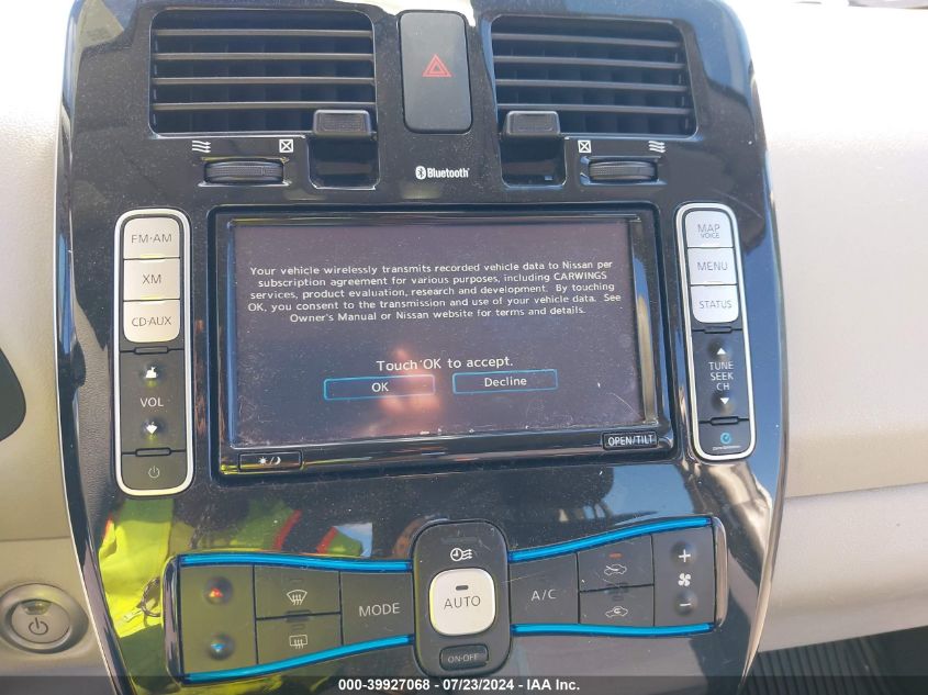 2011 Nissan Leaf Sl VIN: JN1AZ0CP0BT008588 Lot: 39927068