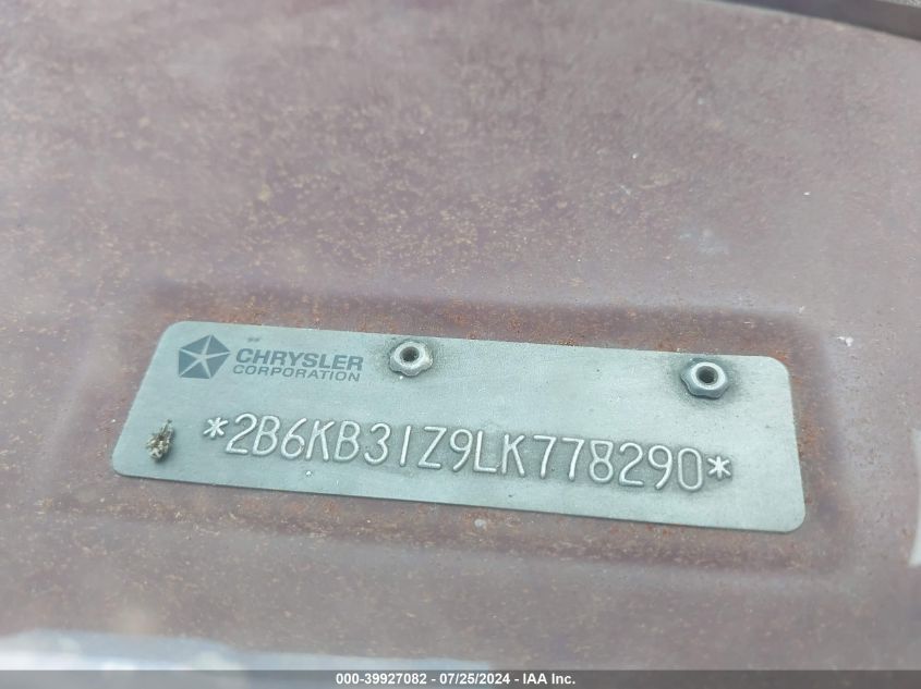 1990 Dodge Ram Van B350 VIN: 2B6KB31Z9LK778290 Lot: 39927082