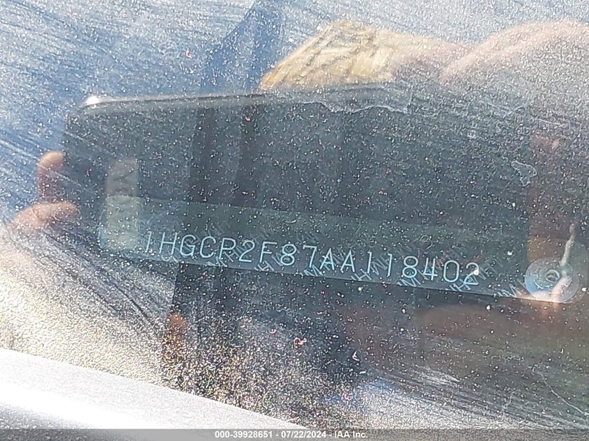 2010 Honda Accord Sdn 2.4 Ex-L/Ex-L VIN: 1HGCP2F87AA118402 Lot: 39928651