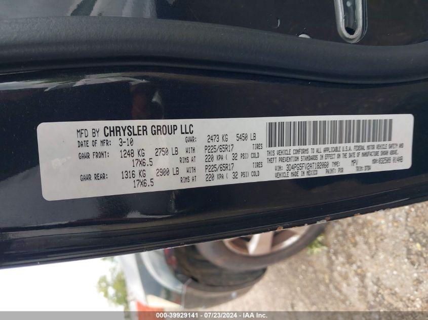 2010 Dodge Journey Sxt VIN: 3D4PG5FV2AT182060 Lot: 39929141