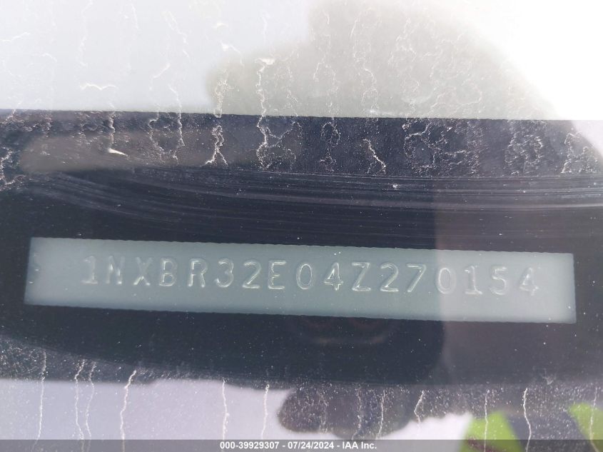 2004 Toyota Corolla Ce/Le/S VIN: 1NXBR32E04C270154 Lot: 39929307