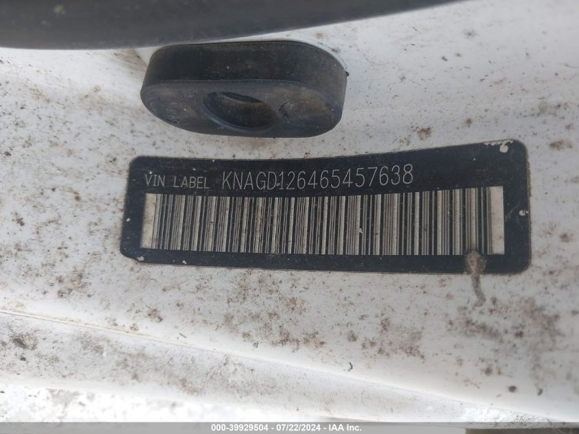 2006 Kia Optima Ex/Lx VIN: KNAGD126465457638 Lot: 39929504