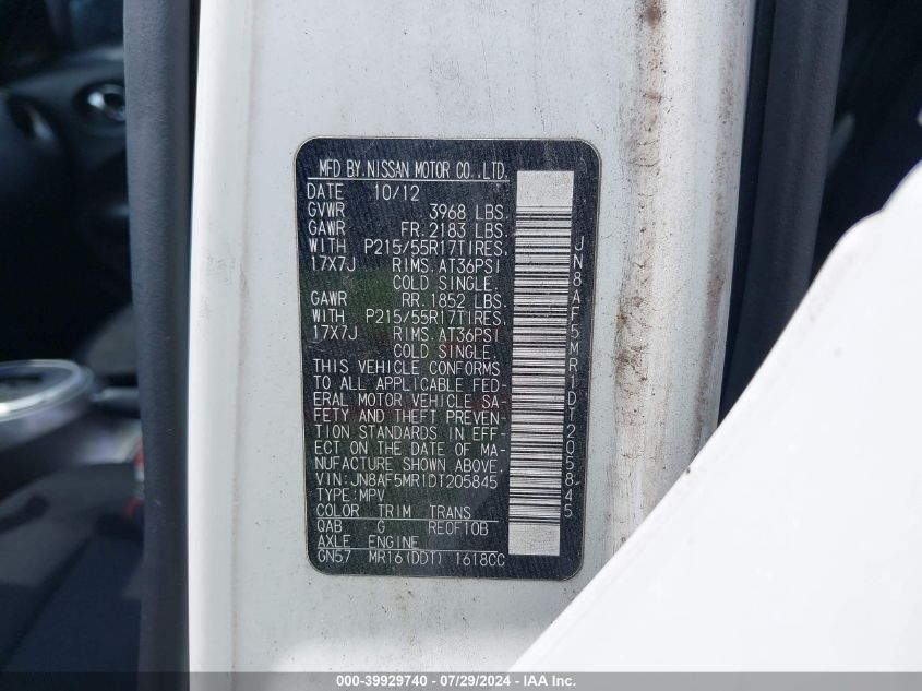 JN8AF5MR1DT205845 2013 Nissan Juke S