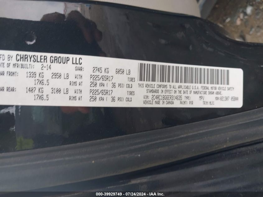 2C4RC1BG6ER314635 2014 Chrysler Town & Country Touring