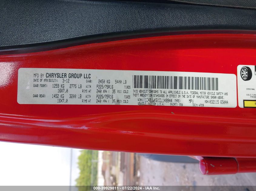 2012 Jeep Wrangler Unlimited Sport Rhd VIN: 1C4BJWKG1CL149944 Lot: 39929811