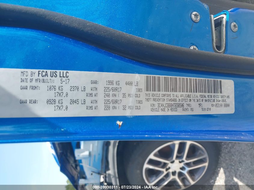 2017 Jeep New Compass Latitude Fwd VIN: 3C4NJCBB8HT658506 Lot: 39930311