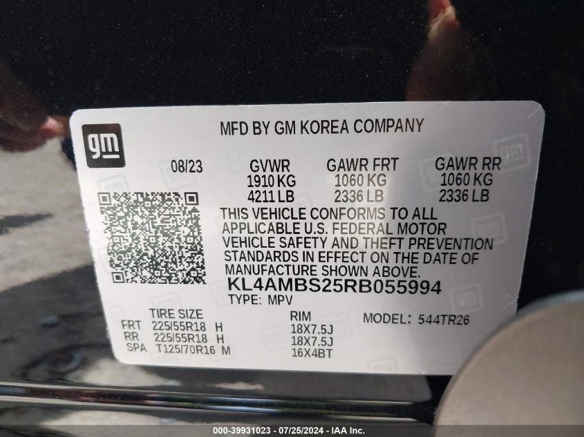 2024 Buick Encore Gx Preferred Fwd VIN: KL4AMBS25RB055994 Lot: 39931023