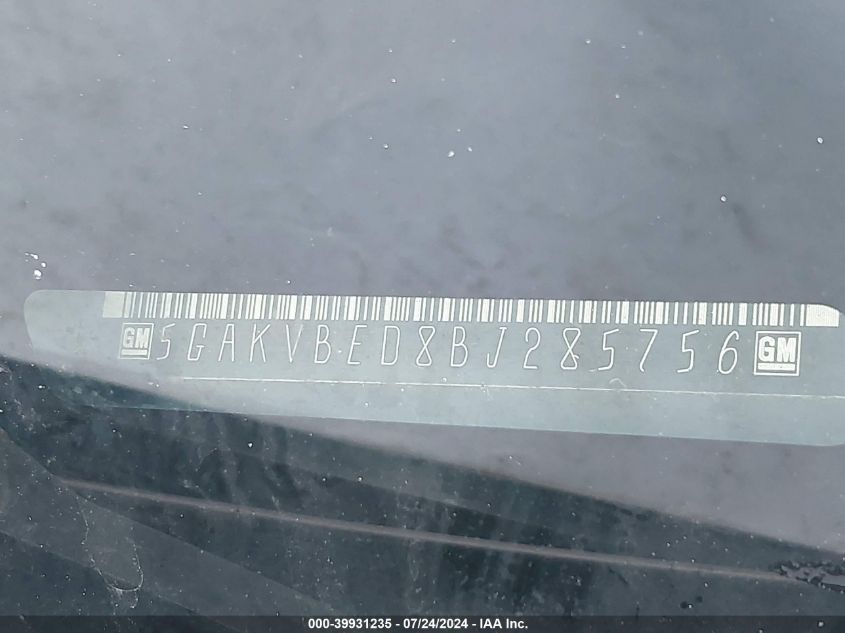 2011 Buick Enclave 1Xl VIN: 5GAKVBED8BJ285756 Lot: 39931235