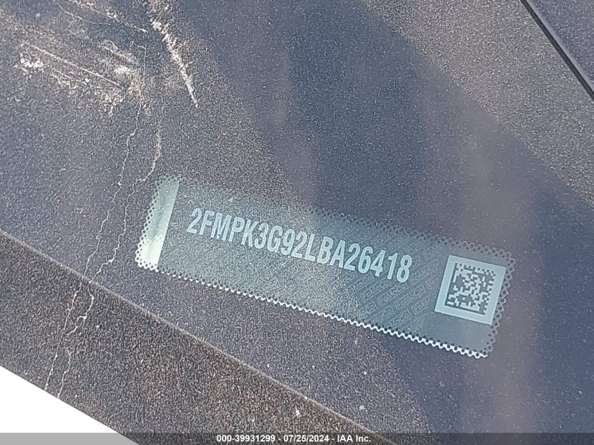 2020 FORD EDGE SE - 2FMPK3G92LBA26418