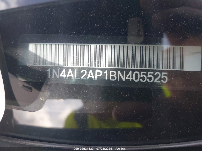 2011 Nissan Altima S VIN: 1N4AL2AP1BN405525 Lot: 39931337