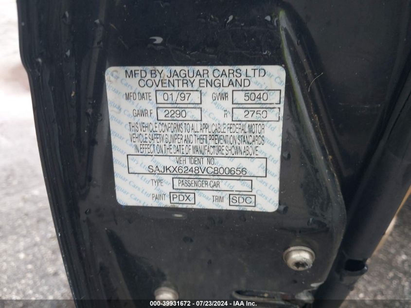 1997 Jaguar Xj6 Vanden Plas VIN: SAJKX6248VC800656 Lot: 39931672