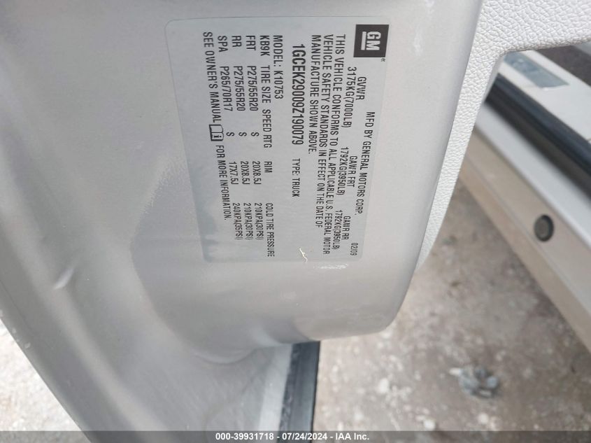 2009 Chevrolet Silverado 1500 Lt VIN: 1GCEK29009Z190079 Lot: 39931718