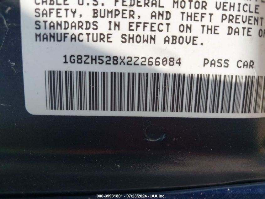 2002 Saturn S-Series Sl1 VIN: 1G8ZH528X2Z266084 Lot: 39931801
