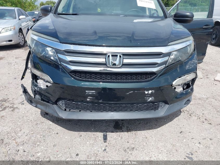 2016 Honda Pilot Lx VIN: 5FNYF5H1XGB007223 Lot: 39931945