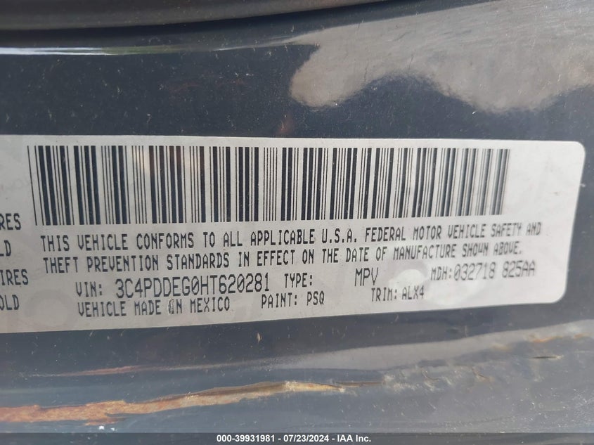VIN 3C4PDDEG0HT620281 2017 DODGE JOURNEY GT AWD
