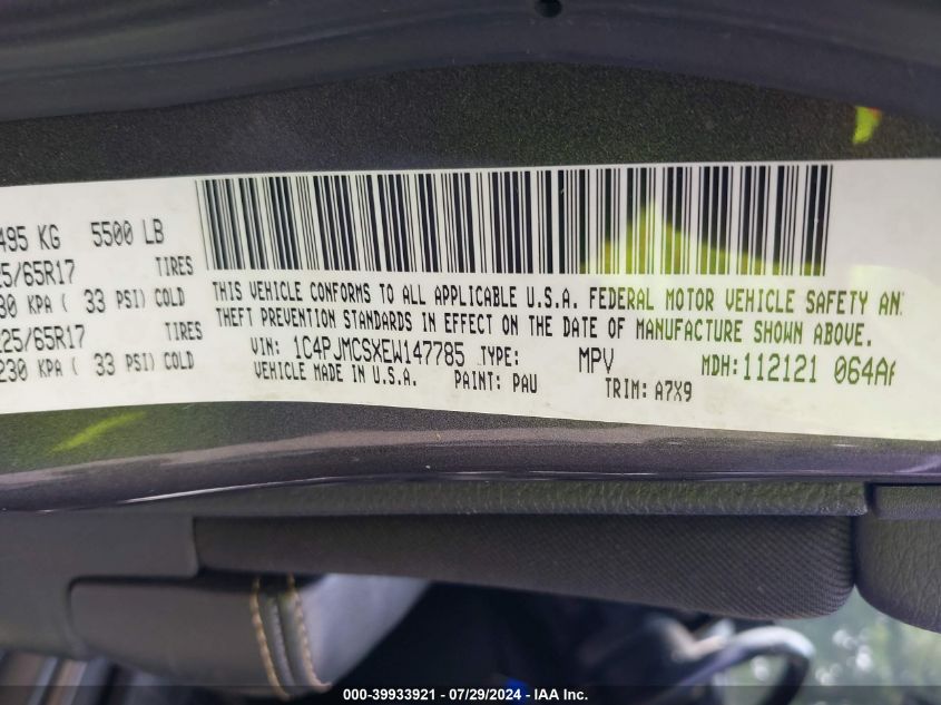 2014 Jeep Cherokee Latitude VIN: 1C4PJMCSXEW147785 Lot: 39933921