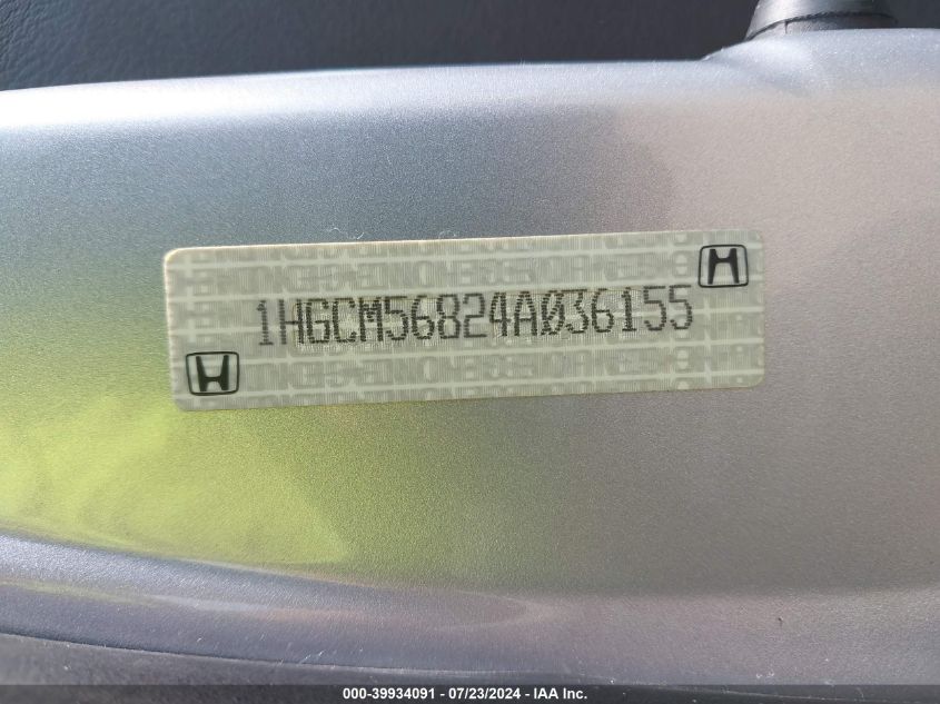 2004 Honda Accord 2.4 Ex VIN: 1HGCM56824A036155 Lot: 39934091