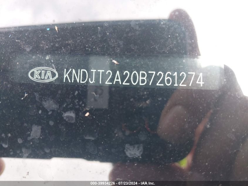 2011 Kia Soul + VIN: KNDJT2A20B7261274 Lot: 39934226