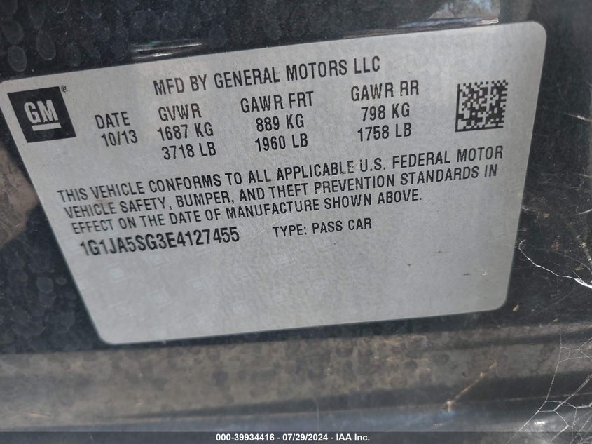 2014 CHEVROLET SONIC LS AUTO - 1G1JA5SG3E4127455