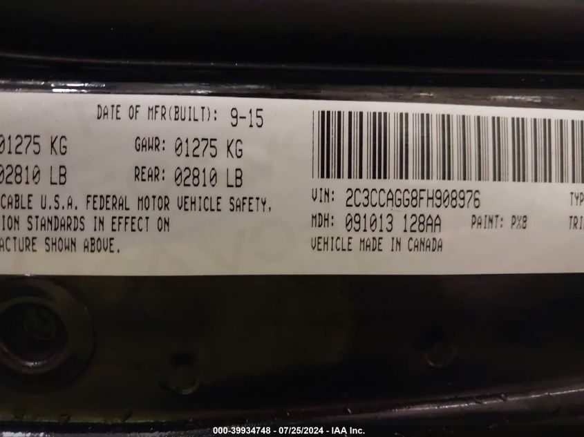 2015 Chrysler 300 300S VIN: 2C3CCAGG8FH908976 Lot: 39934748