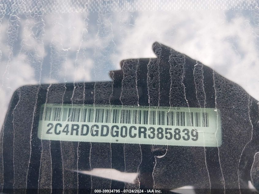 2012 Dodge Grand Caravan Crew VIN: 2C4RDGDG0CR385839 Lot: 39934795