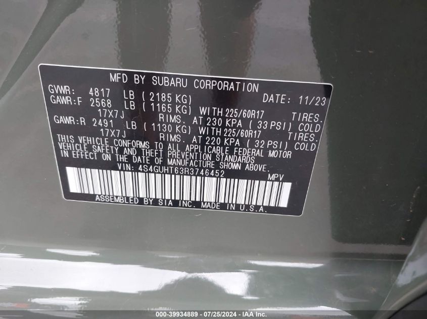 4S4GUHT63R3746452 2024 Subaru Crosstrek Wilderness