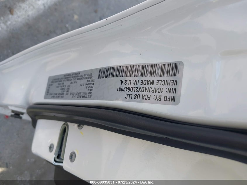 VIN 1C4PJMDX2LD642081 2020 JEEP CHEROKEE LIMITED 4X4