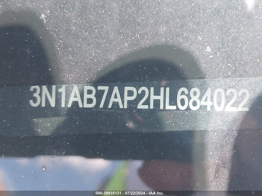 2017 Nissan Sentra Sv VIN: 3N1AB7AP2HL684022 Lot: 39935131