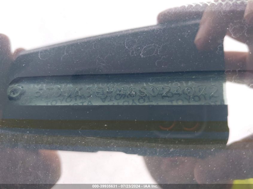 2010 Toyota Highlander Se V6 VIN: 5TDJK3EH4AS024072 Lot: 39935631