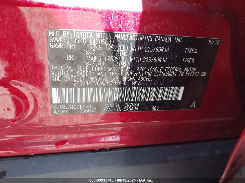 VIN 2T3S1RFV6MW157188 2021 TOYOTA RAV4 TRD OFF-ROAD