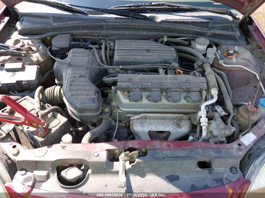 2003 Honda Civic Lx VIN: 2HGES15563H587526 Lot: 39935836