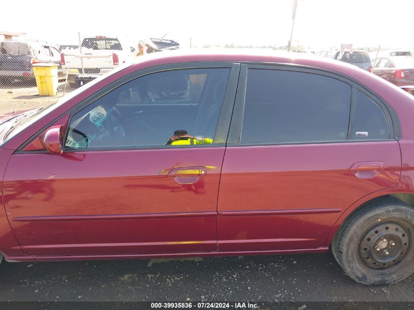 2003 Honda Civic Lx VIN: 2HGES15563H587526 Lot: 39935836