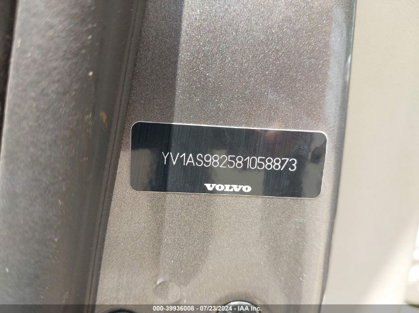 2008 Volvo S80 3.2 VIN: YV1AS982581058873 Lot: 39936008