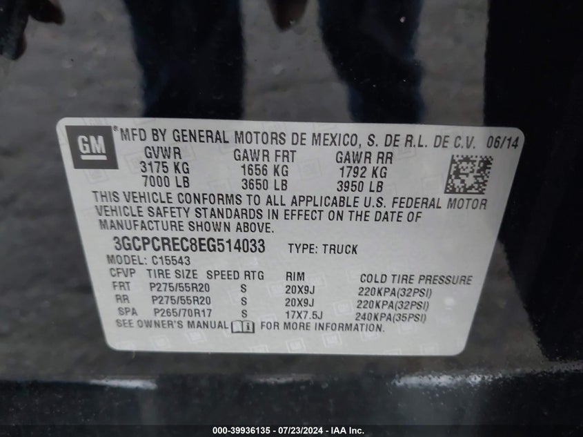 2014 CHEVROLET SILVERADO 1500 1LT - 3GCPCREC8EG514033