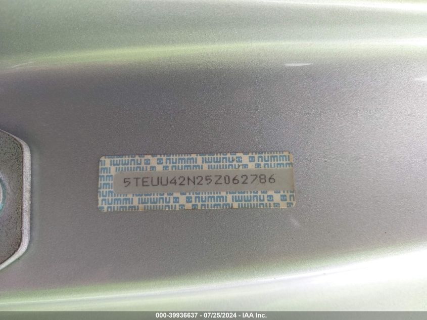 2005 Toyota Tacoma Base V6 VIN: 5TEUU42N25Z062786 Lot: 39936637