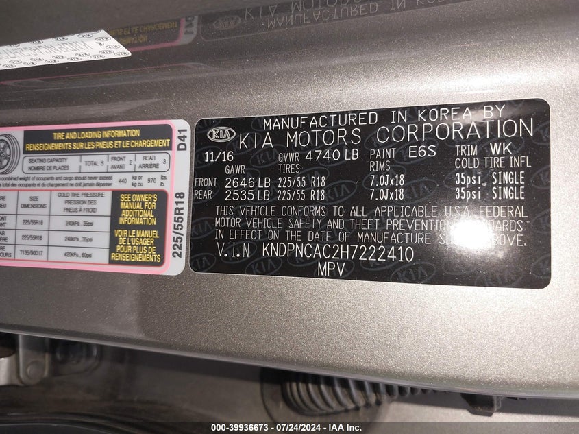 2017 KIA SPORTAGE EX - KNDPNCAC2H7222410