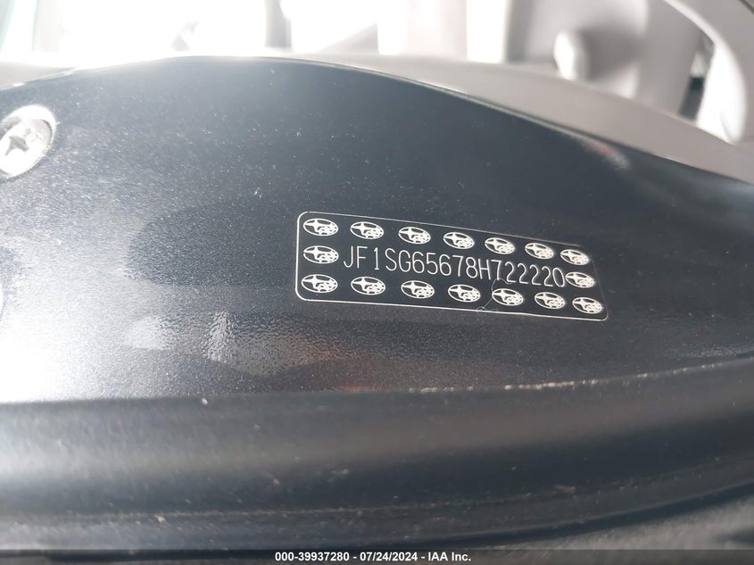 2008 Subaru Forester 2.5X VIN: JF1SG65678H722220 Lot: 39937280