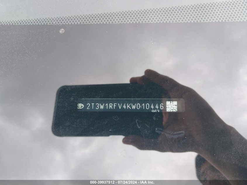 2019 Toyota Rav4 Xle VIN: 2T3W1RFV4KW010446 Lot: 39937512