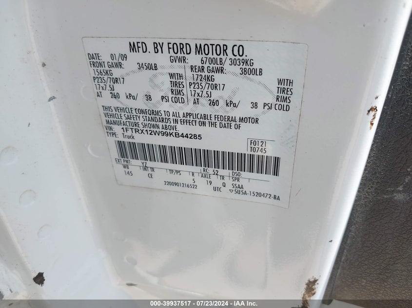 2011 Ford F-150 Xl VIN: 1FTFX1CF0BKD22771 Lot: 39937517