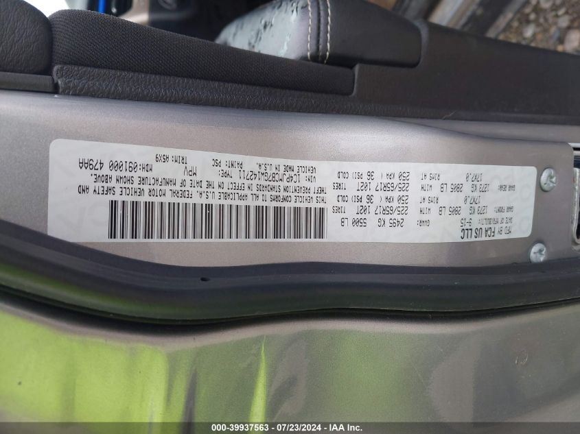 2016 Jeep Cherokee Latitude VIN: 1C4PJMCB7GW142711 Lot: 39937563