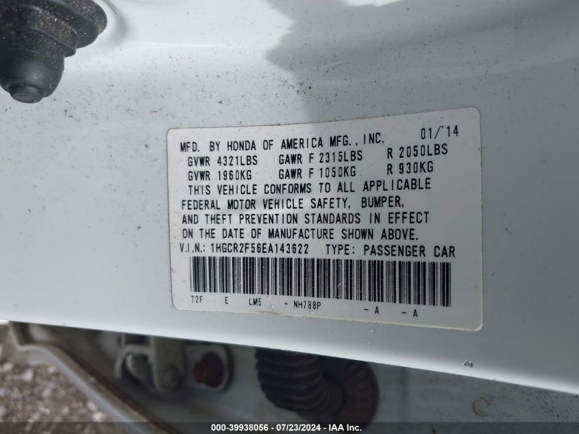 1HGCR2F56EA143622 | 2014 HONDA ACCORD