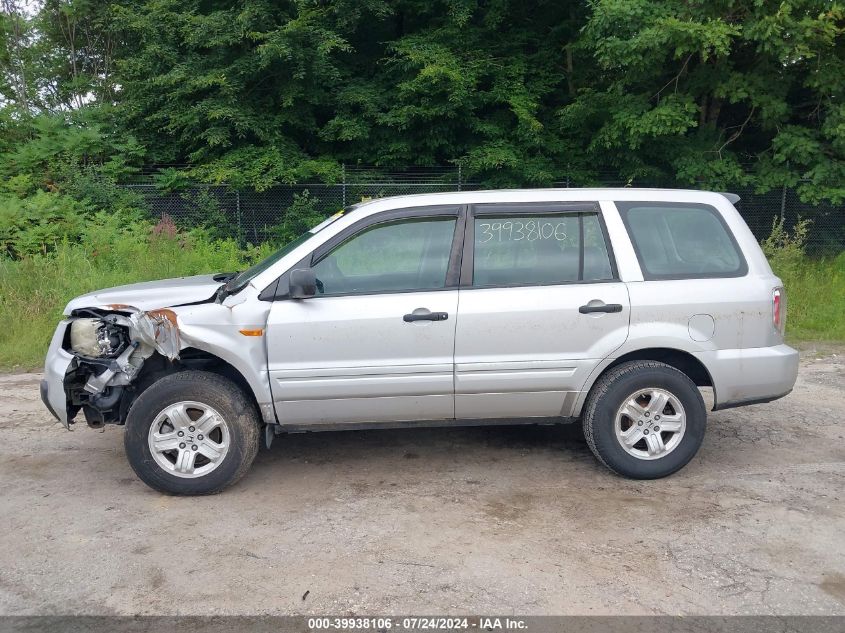 2006 Honda Pilot Lx VIN: 2HKYF18146H501277 Lot: 39938106