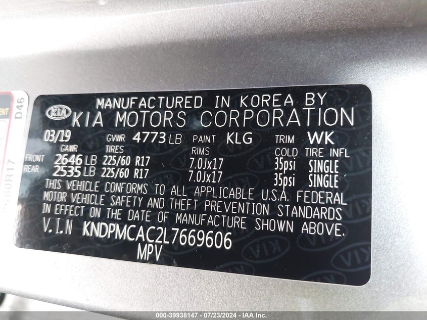 2020 KIA SPORTAGE LX - KNDPMCAC2L7669606