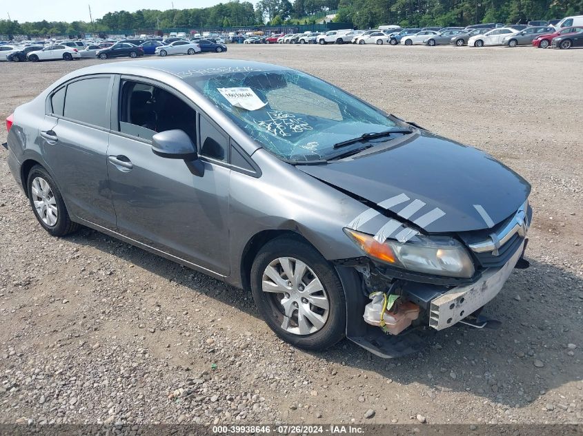 2012 Honda Civic Lx VIN: 19XFB2F58CE345758 Lot: 39938646