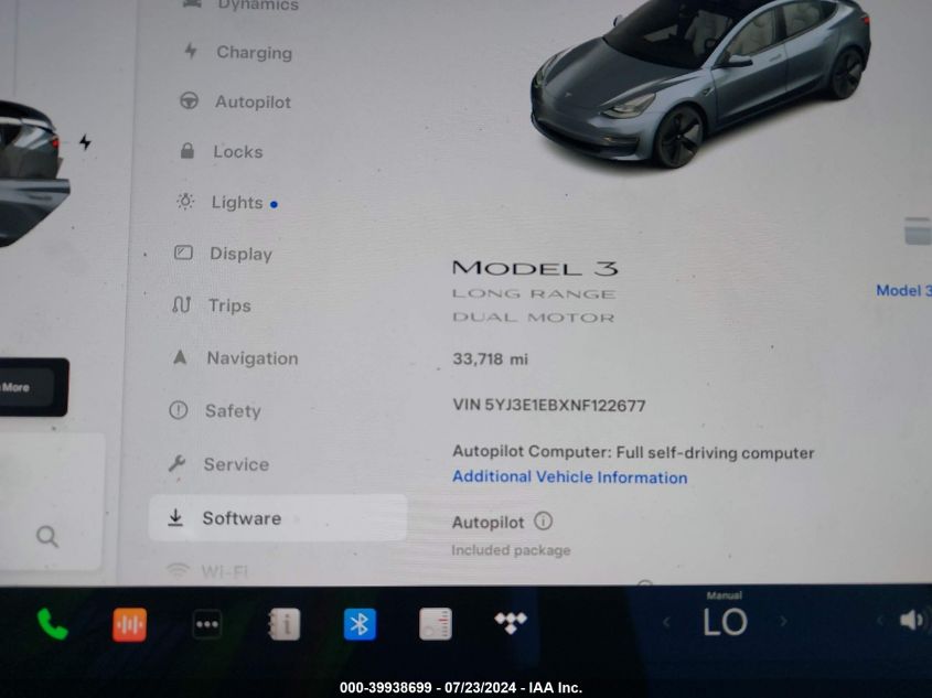 2022 Tesla Model 3 Long Range Dual Motor All-Wheel Drive VIN: 5YJ3E1EBXNF122677 Lot: 39938699
