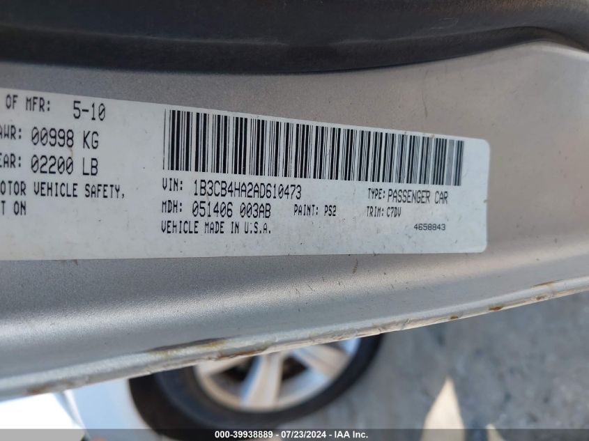 1B3CB4HA2AD610473 2010 Dodge Caliber Sxt