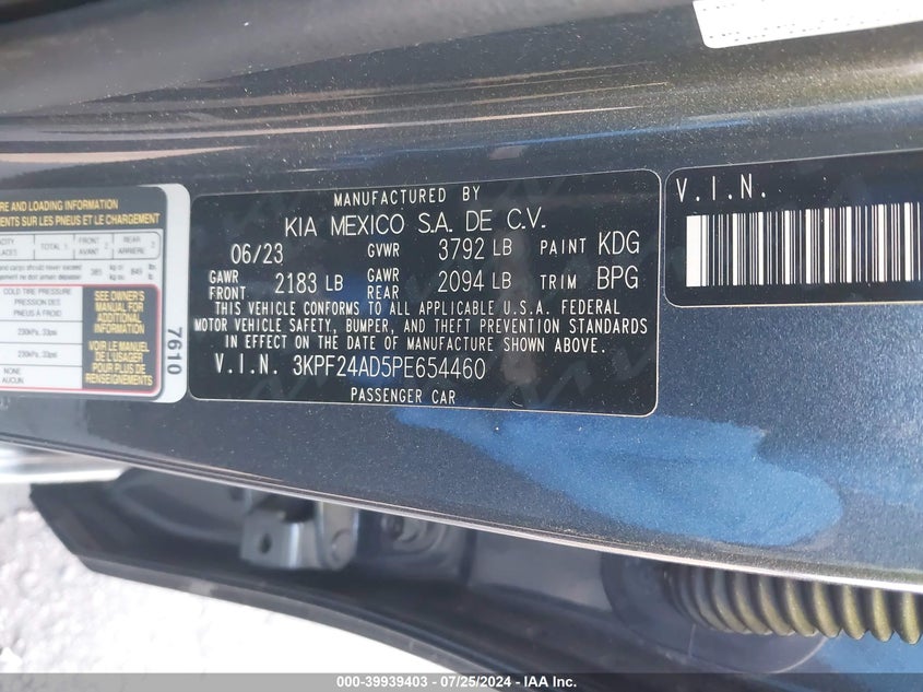 2023 KIA FORTE LXS - 3KPF24AD5PE654460