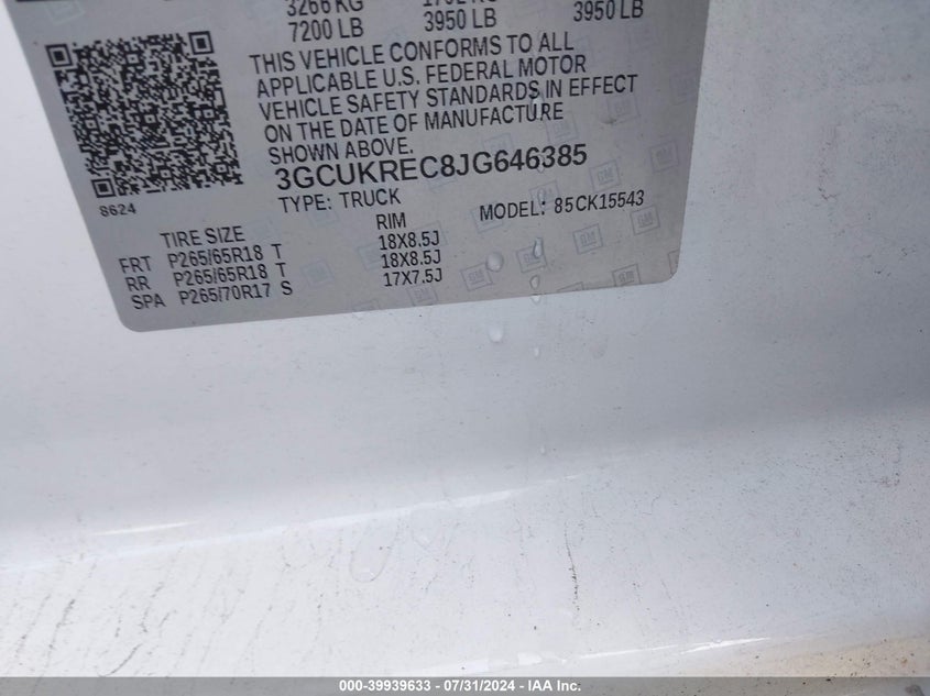 2018 CHEVROLET SILVERADO 1500 1LT - 3GCUKREC8JG646385