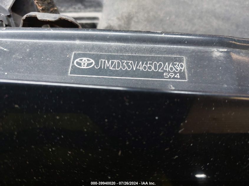 2006 Toyota Rav4 VIN: JTMZD33V465024639 Lot: 39940020